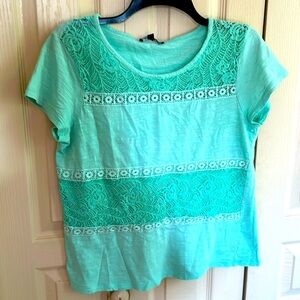 Cable and Guage Womans SS  Top Aqua Color Size M